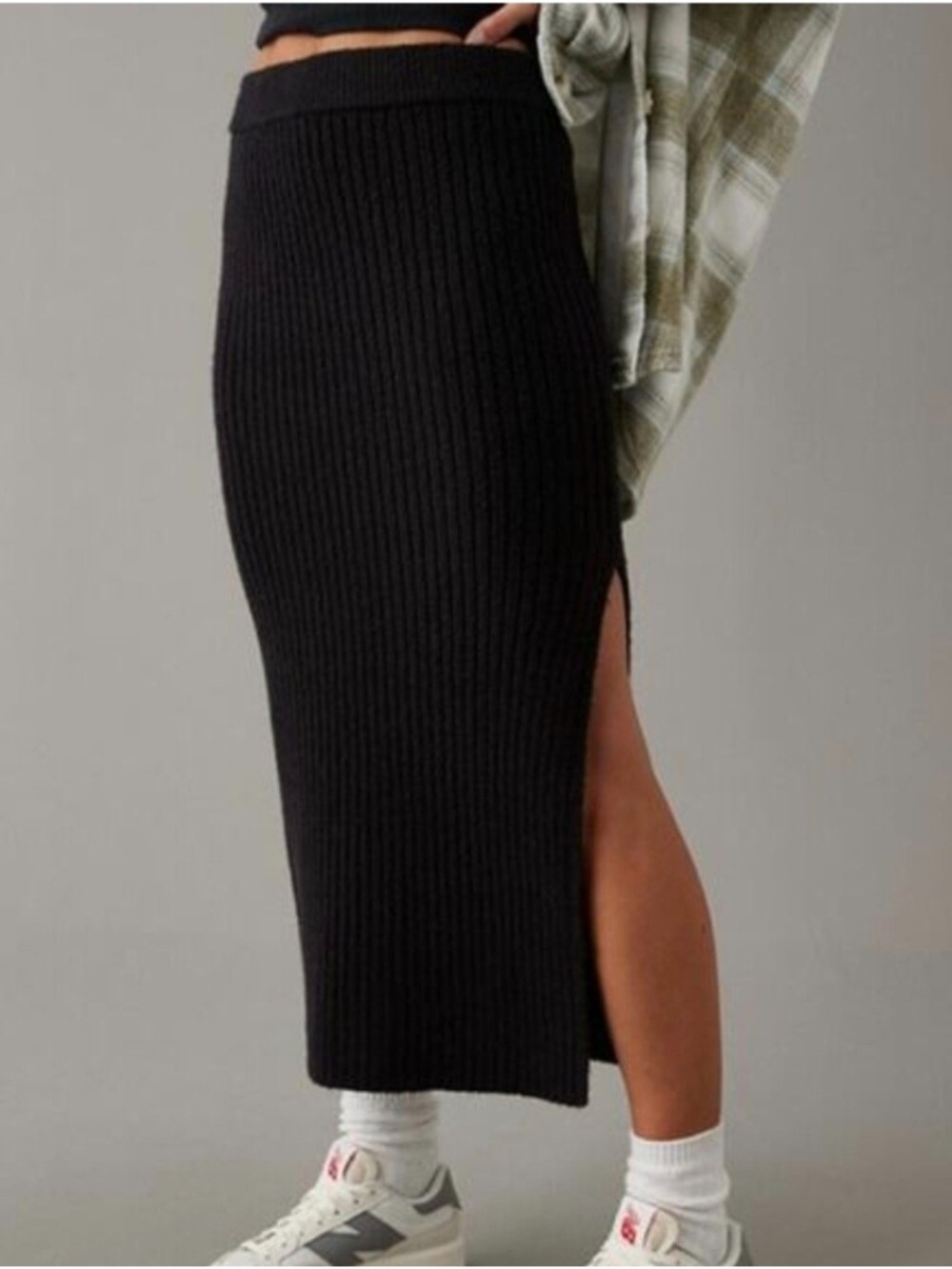 Aerie Ribbed Pull-on Knit Midi Skirt Western Bohemian Small - Picture 8 of 13